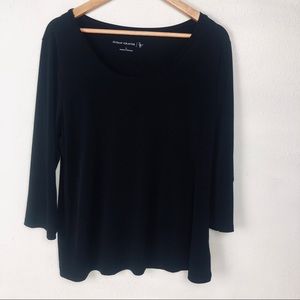 Susan Graver Black Blouse 3/4 Sleeves
